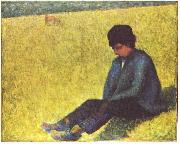 Auf einer Wiese sitzender Knabe, Georges Seurat
